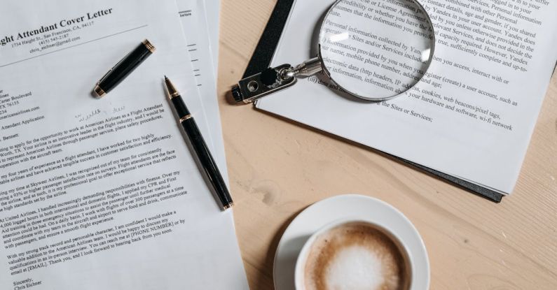Cover Letter - Coffee, Pen and Magnifying Glass on Papers