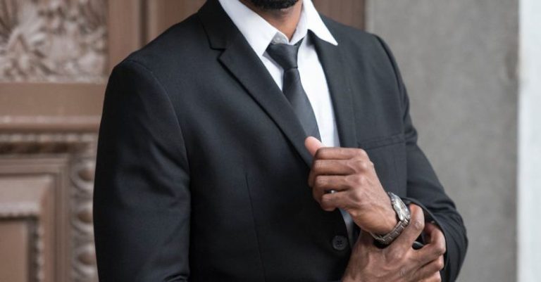 Professional Attire - Man Wearing Black Notched Lapel Blazer